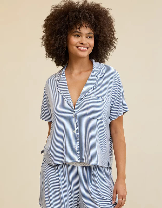 Aerie Real Soft® Ruffle Pajama Shirt | American Eagle Outfitters (US & CA)