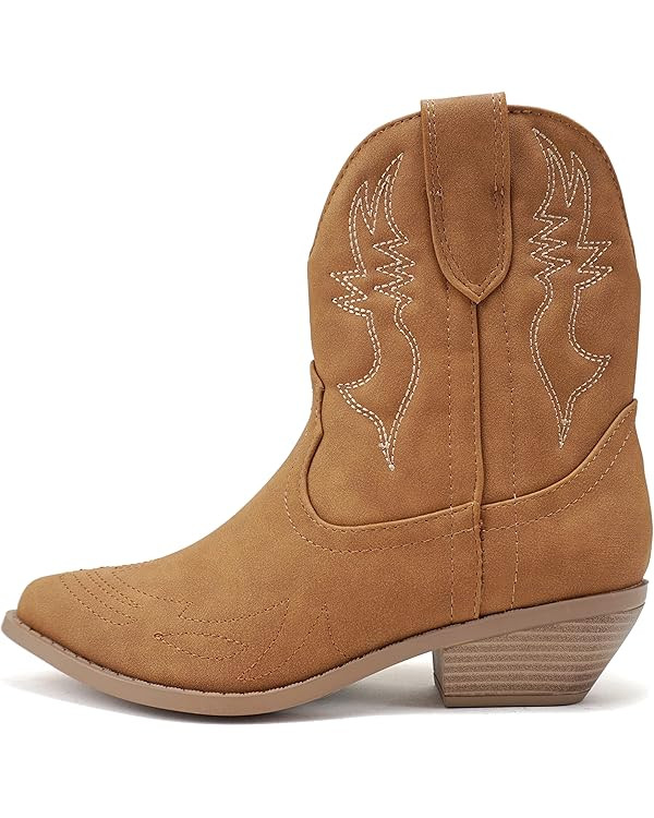 Soda Women Cowgirl Cowboy Western Stitched Ankle Boots Pointed Toe Short Booties Rigging-S (Wide ... | Amazon (US)