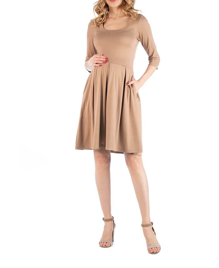 24seven Comfort Apparel Fit and Flare Scoop Neck Maternity Dress & Reviews - Dresses - Women - Ma... | Macys (US)