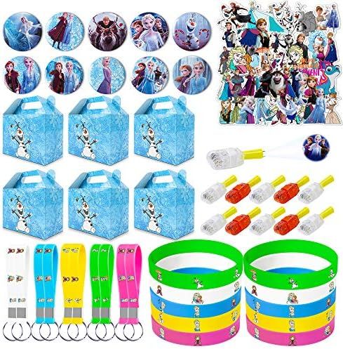 Frozen 2 Party Supplies for Kids, 100 Pcs Party Favors - Gift Box, Bracelet, Key Chain, Button Pi... | Amazon (US)