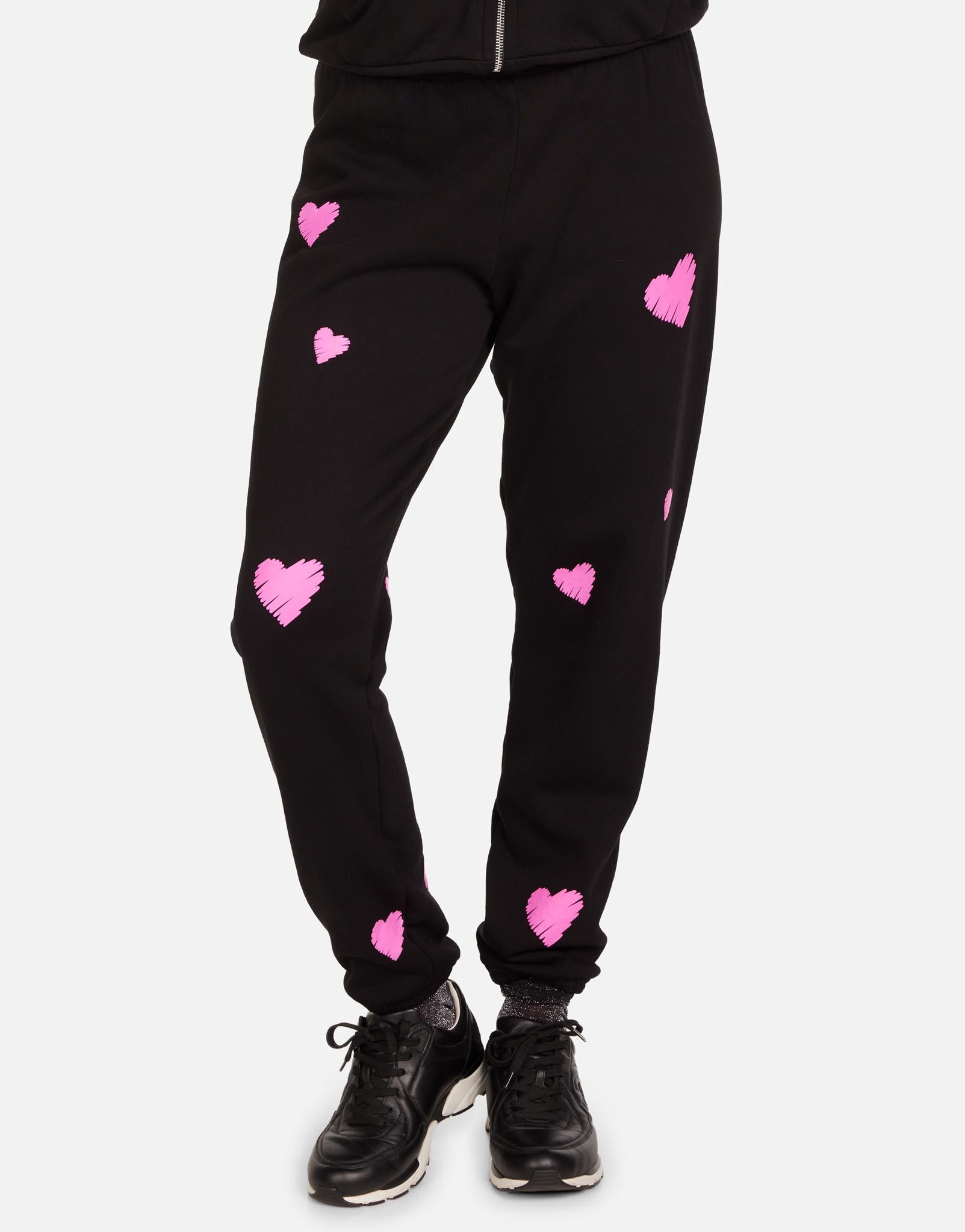 Pink Scribble Heart Sweatpants in Black | Tanzy X by Lauren Moshi | Lauren Moshi