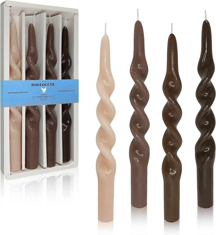 Long Spiral Candles Handmade Unscented Gradient Brown Candle Sticks 10inch Long Candlesticks Smok... | Amazon (US)