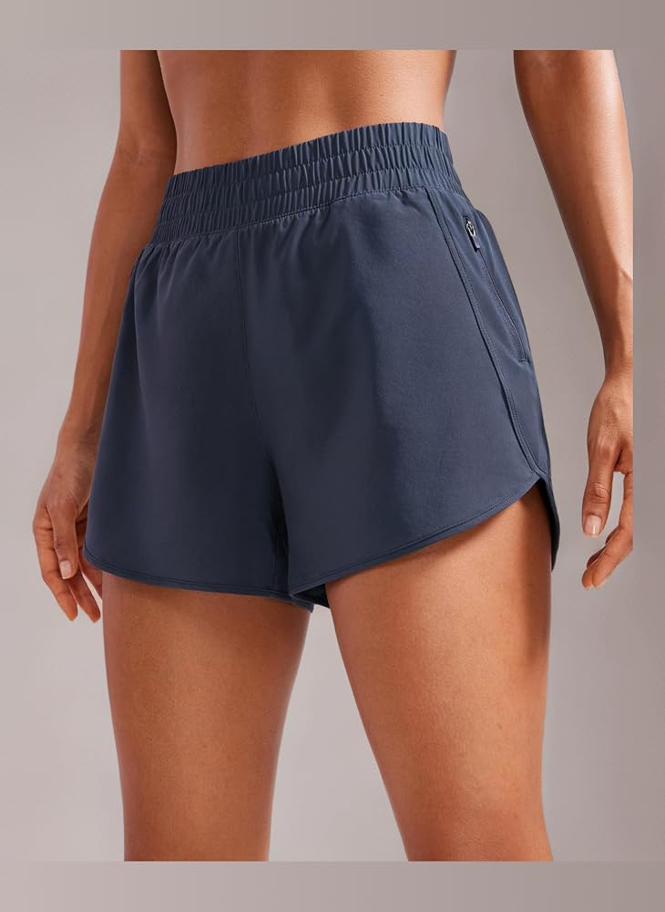 CRZ YOGA Women's High Waist Running Shorts - 3'' Mesh Liner Quick Dry Athletic Gym Workout Shorts... | Amazon (UK)