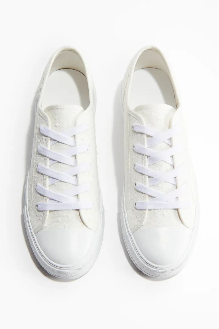 Canvas Sneakers - No heel - Cream - Ladies | H&M US | H&M (US + CA)