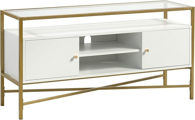 Sauder Harper Heights TV Credenza, L: 48.82" x W: 15.55" x H: 25.0", White Finish | Amazon (US)