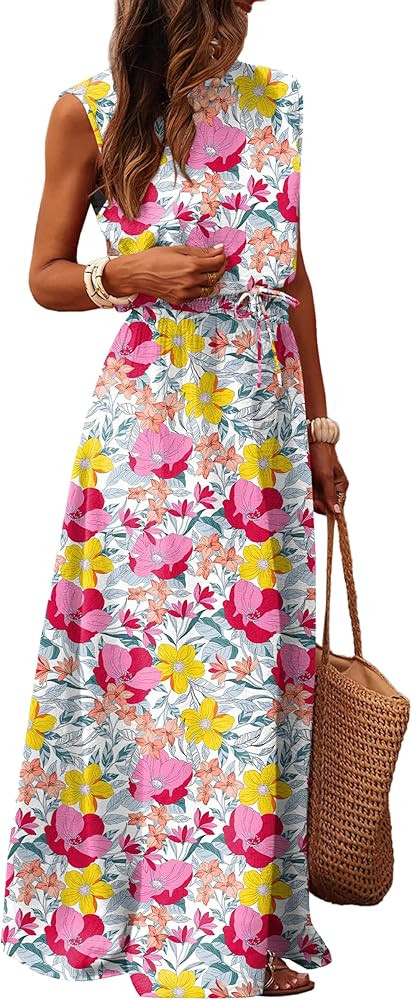 Caracilia Women's 2 Piece Maxi Skirt Sets 2026 Summer Casual Cropped Tank Top High Waisted Long S... | Amazon (US)