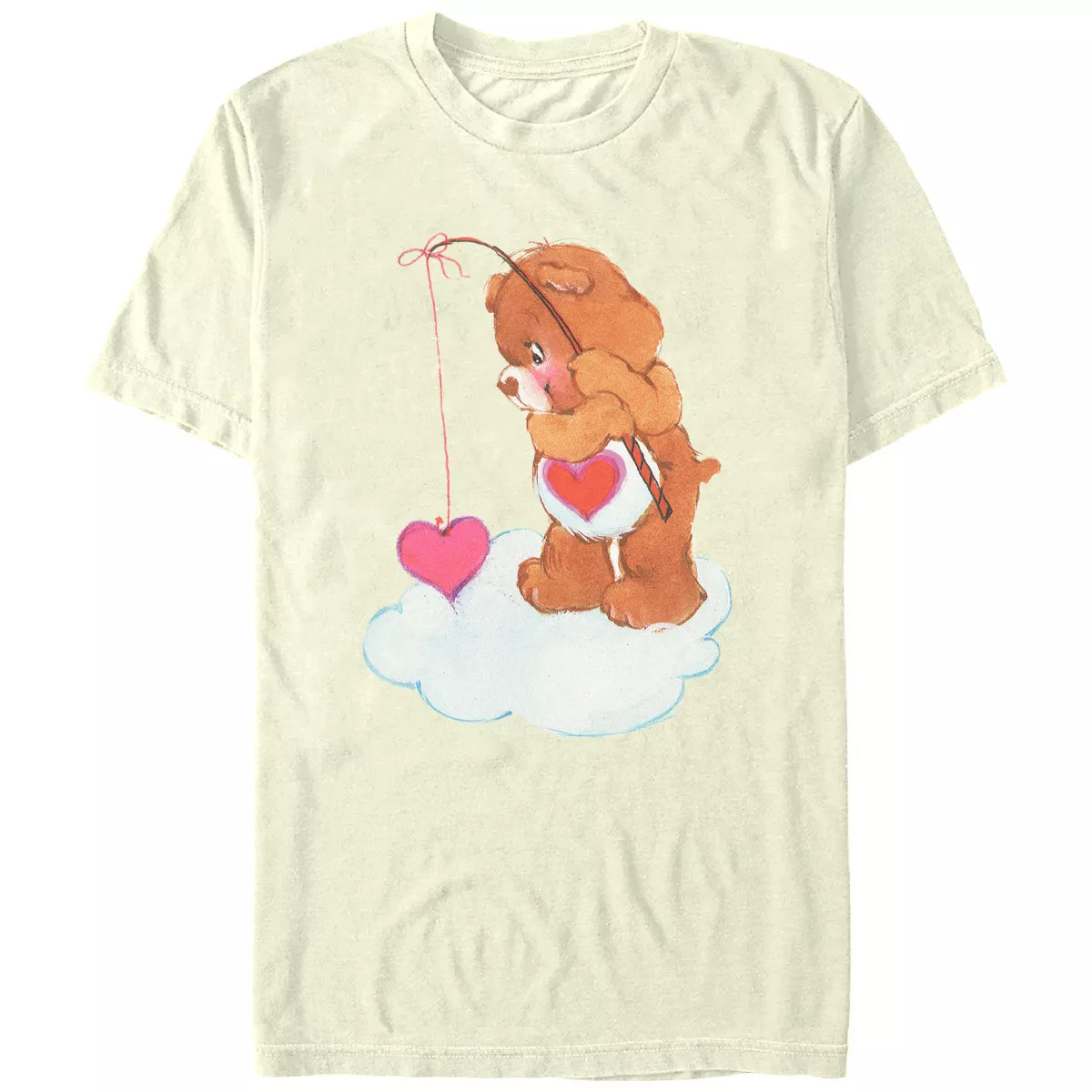 Men's Care Bears Fishing Hearts  T-Shirt - Beige - 2X Large | Target