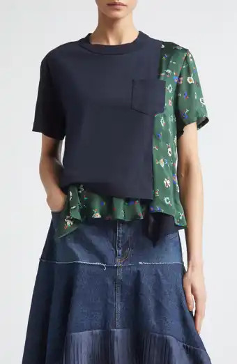 Sacai Mixed Media Satin & Jersey T-Shirt | Nordstrom | Nordstrom