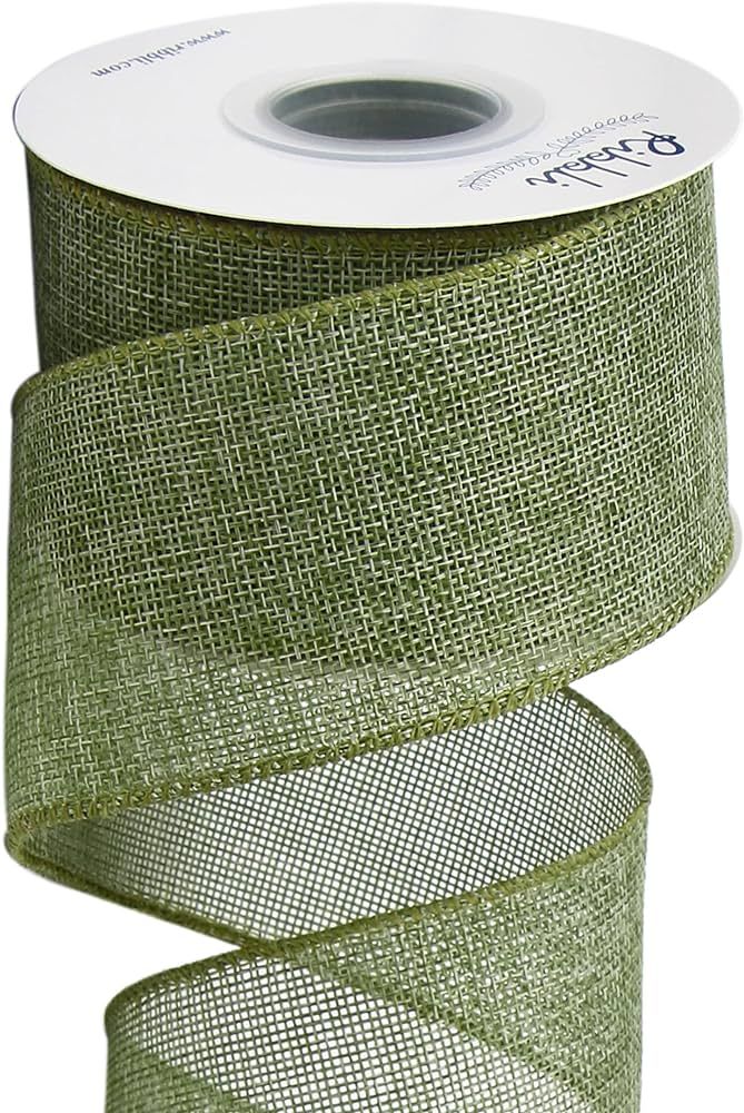 Ribbli Spring Moss/Sage Green Burlap Wired Ribbon,2-1/2 Inch x 10 Yard,Cross Royal Burlap Wired E... | Amazon (US)