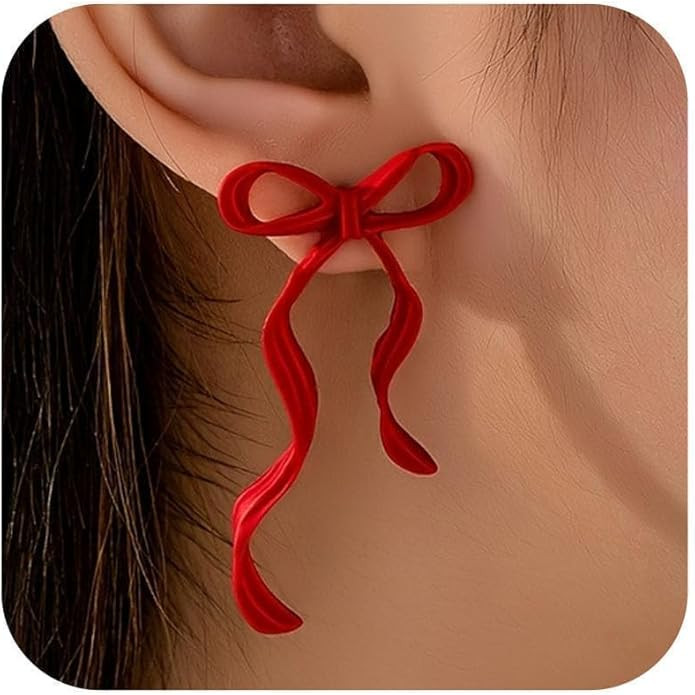 Bow Earrings Valentines Earrings for Women Red Valentines Day Dress Shirt Outfits for Women Valen... | Amazon (US)