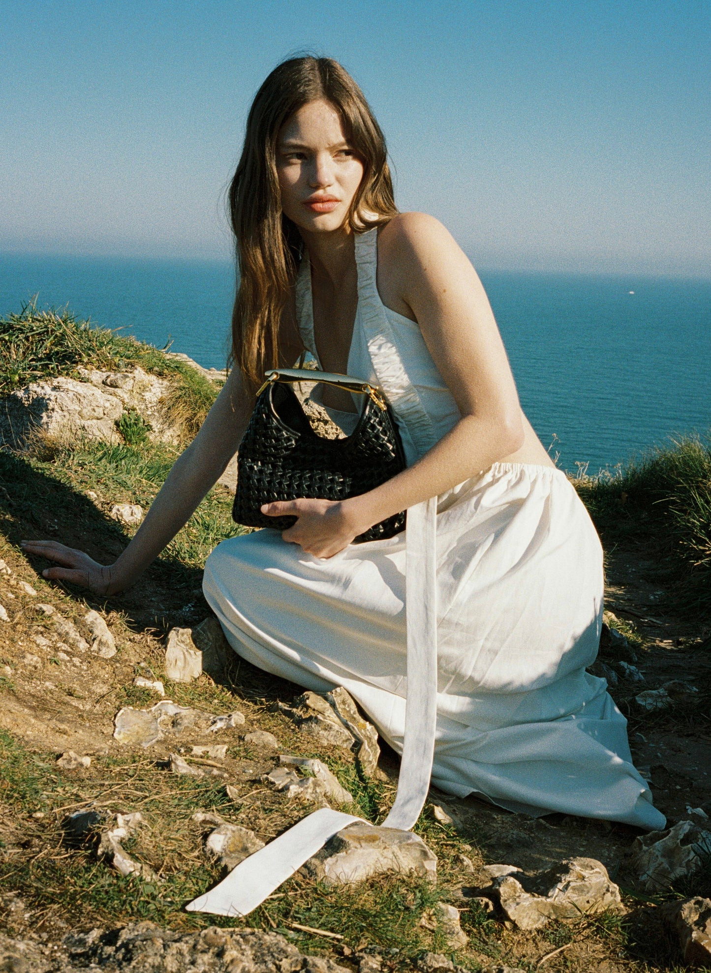 Small Boomerang Woven Leather Black - Woven Leather Bags - Elleme | Elleme