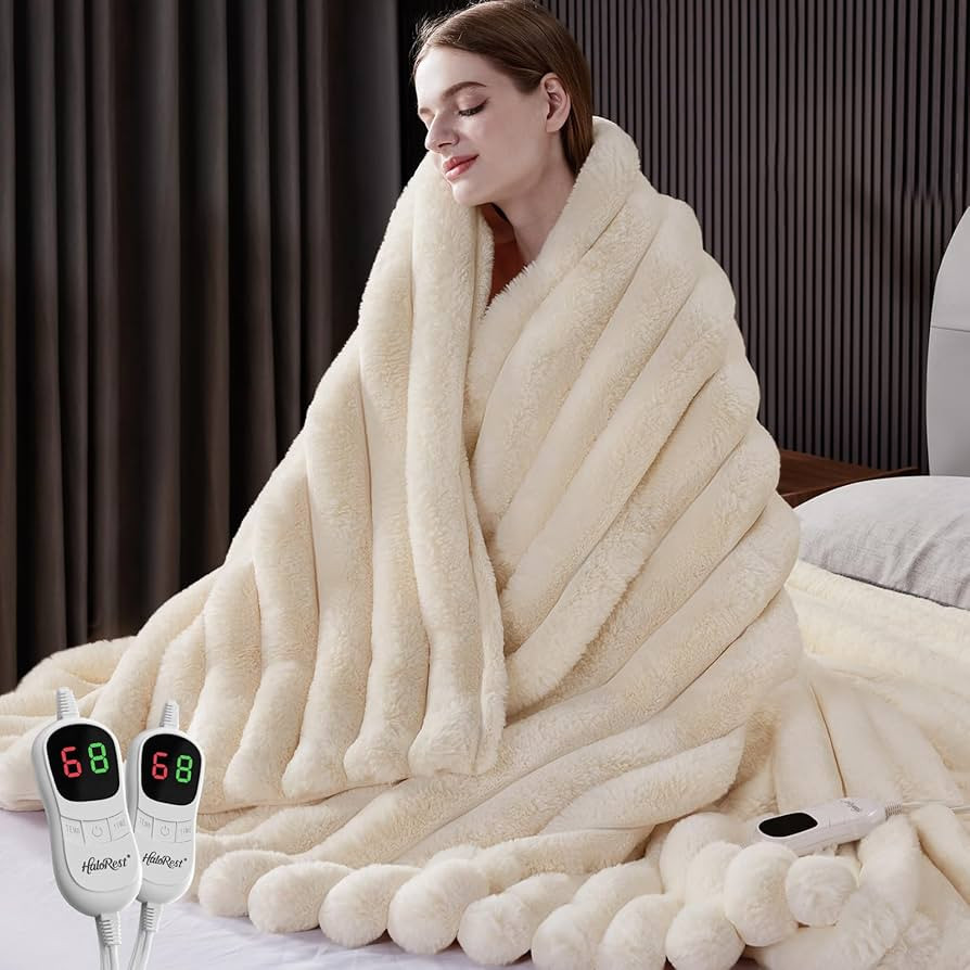 Heated Blanket Queen Size, Faux Fur Cozy Heating Blanket with Overheat Protection, 1/2/4/6/8 Hour... | Amazon (US)
