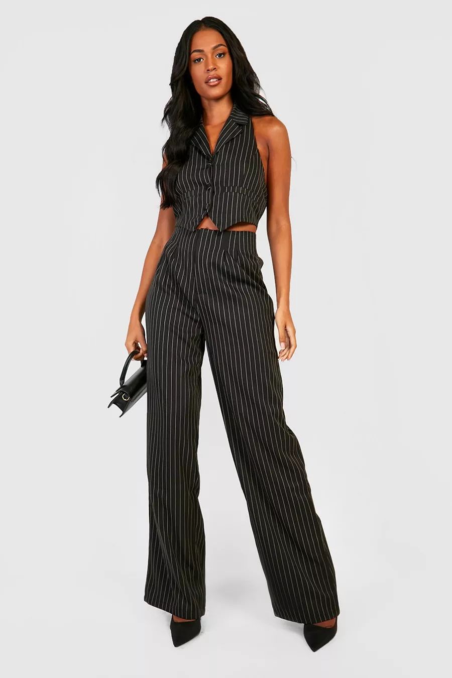 Tall Wide Leg Pinstripe Pants | Boohoo.com (US & CA)