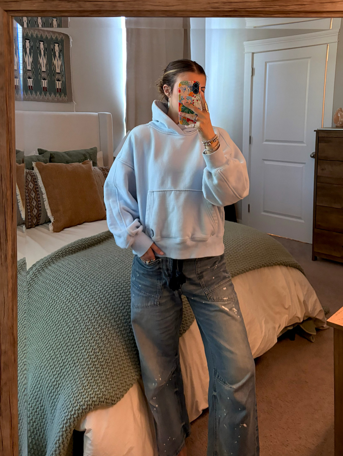 Small in hoodie! 

 