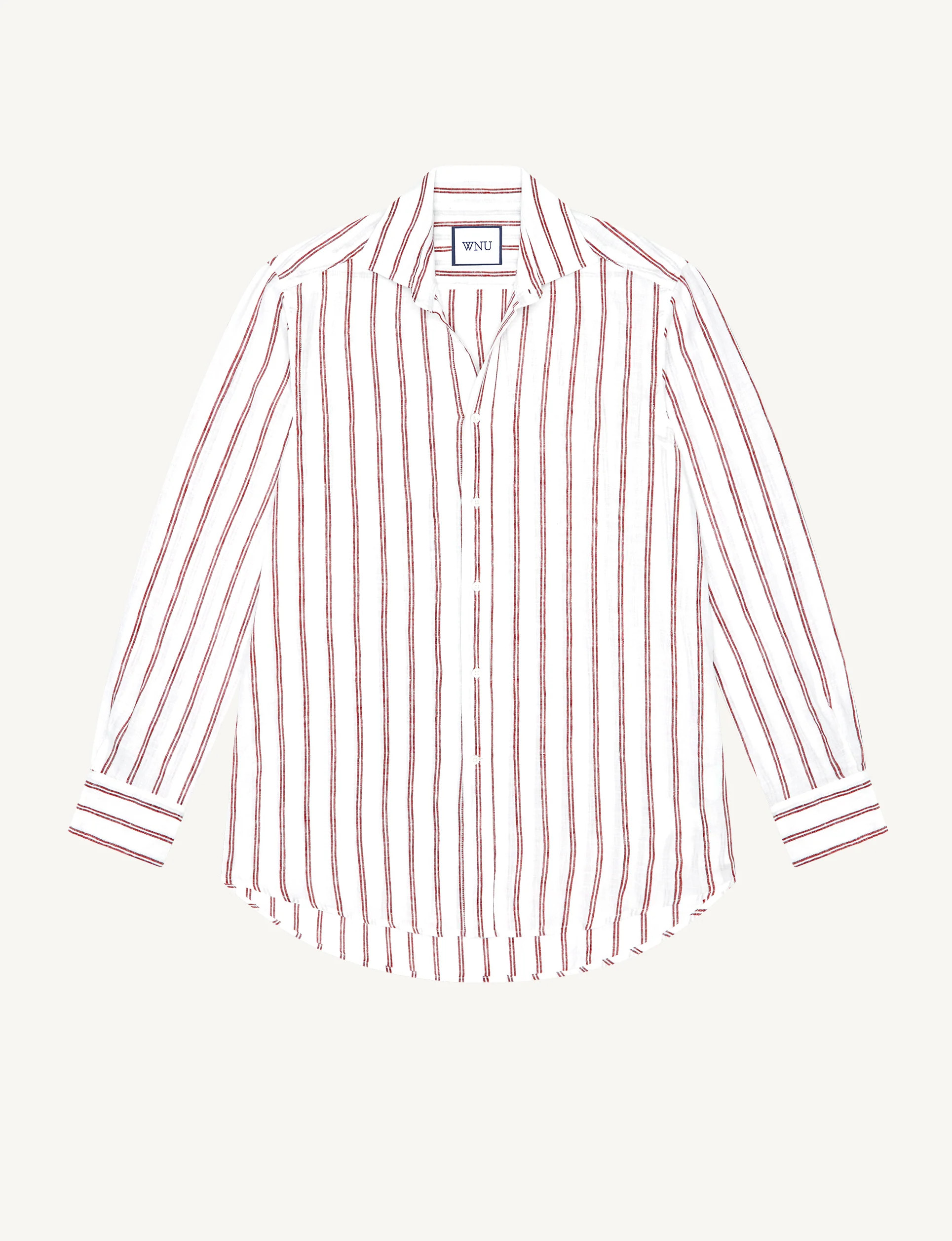 The Boyfriend: Linen, Burgundy Double Stripe | With Nothing Underneath