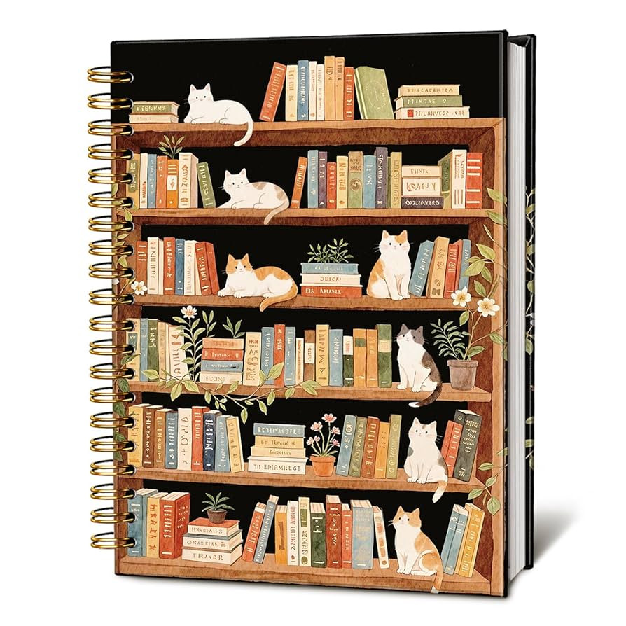 LIANHW Cat Bookshelf Notebook, Books Lover Gifts Notebooks for Note Taking, Reading Journals for ... | Amazon (US)