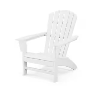 POLYWOOD Grant Park Traditional Curveback White Plastic Outdoor Patio Adirondack Chair (Set of 1)... | The Home Depot