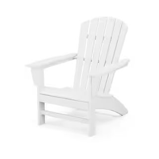 Grant Park Traditional Curveback White Plastic Outdoor Patio Adirondack Chair (Set of 1) | The Home Depot