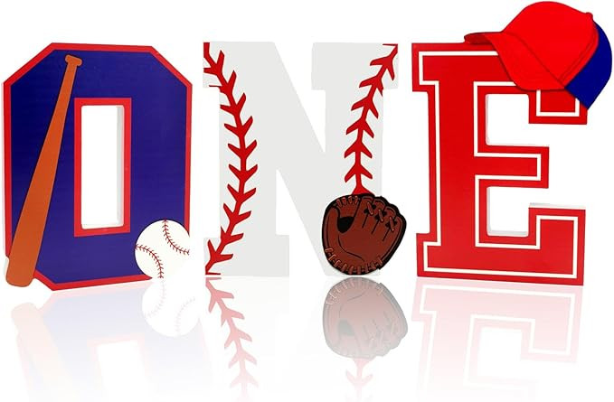 Baseball Party Decorations ONE Letter Sign 1st Birthday My Rookie Year Centerpieces Set of 3 Base... | Amazon (US)