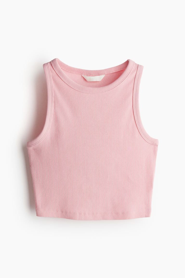 Crop Tank Top - Sleeveless - Crop - Light pink - Ladies | H&M US | H&M (US + CA)