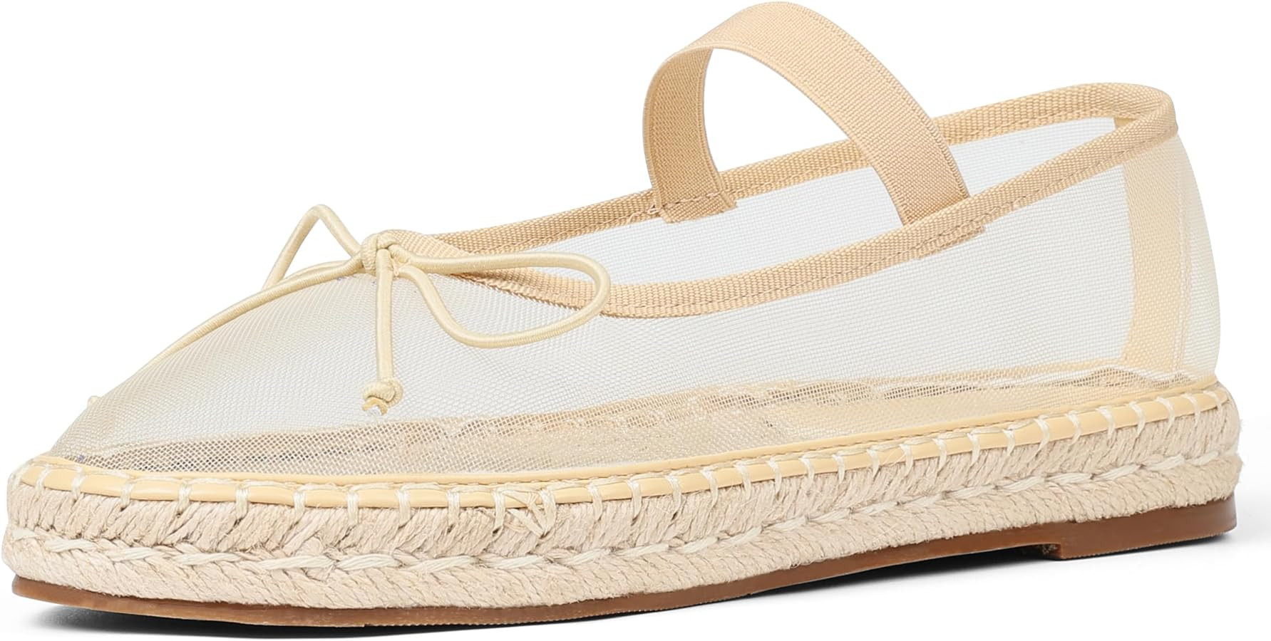 AMINUGAL Raffia Ballet Flats Shoes for Women Dressy Comfortable Woven Straw Women's Flat with Ela... | Amazon (US)