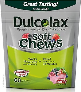 Dulcolax Soft Chews Saline Laxative Mixed Berry Gentle Constipation Relief, Magnesium Hydroxide 1... | Amazon (US)