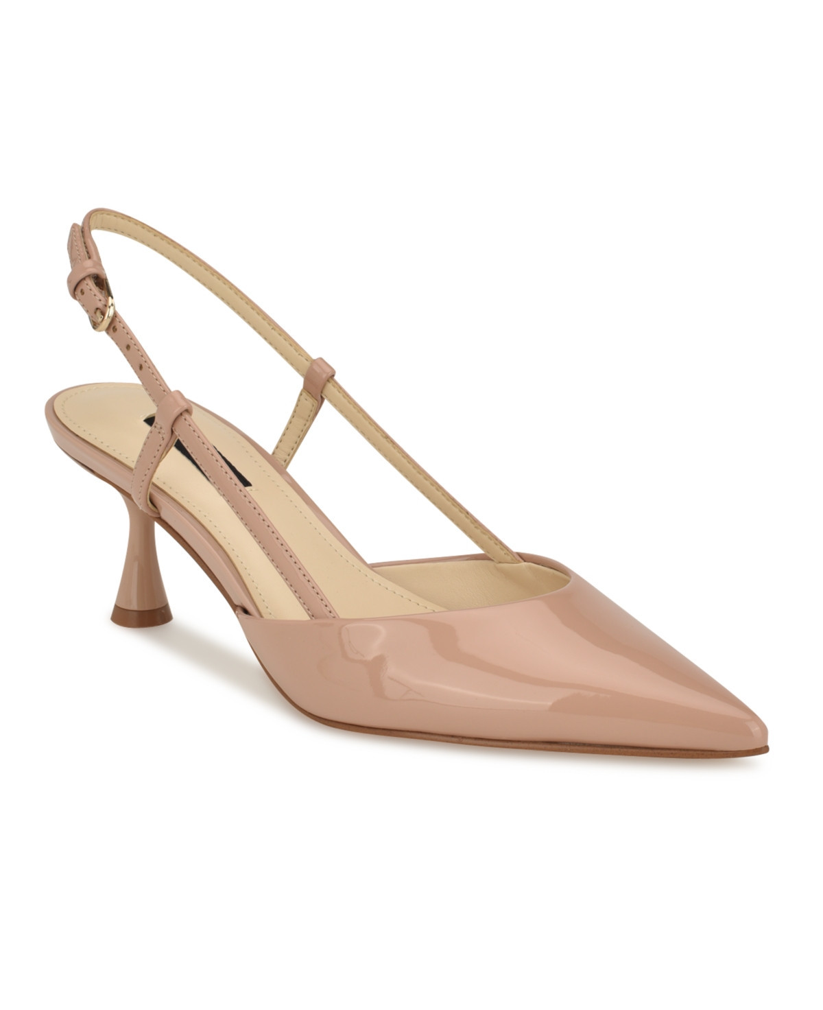 Nine West Women's Rhonda Kitten Heel Slingback Pumps - Light Natural Patent | Macy's