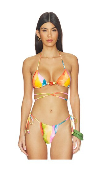 villa fresca Norah Triangle Bikini Top in Multi. - size L | Revolve Clothing (Global)