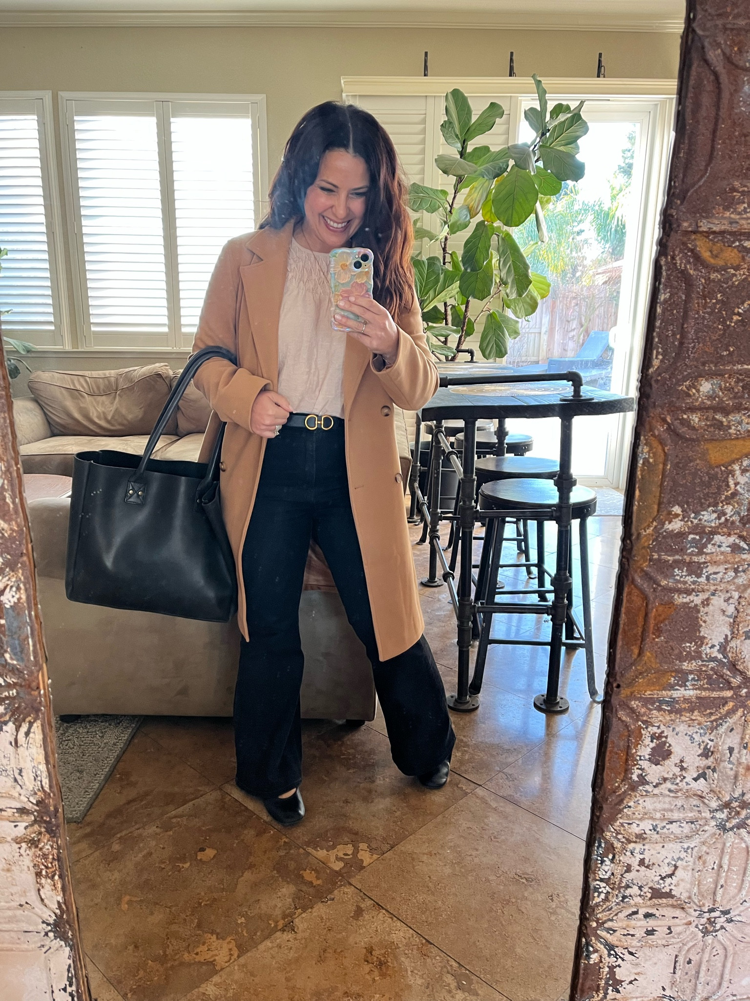 Love these teacher workwear pieces that I can mix and match. 

Camel Wool coat size small
Black flare jeans 27/S
Gold buckle reversible belt

Petite style
Winter outfit

#LTKOver40 #LTKWorkwear #LTKPetite