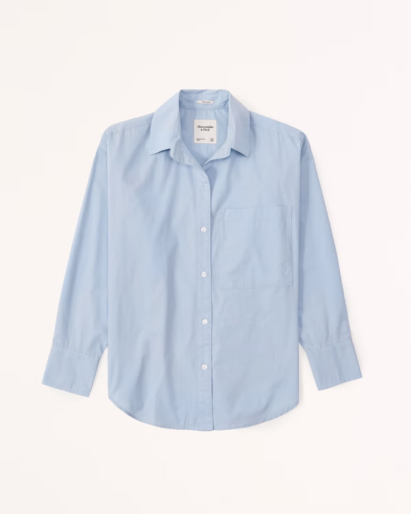 Oversized Poplin Button-Up Shirt | Abercrombie & Fitch (US)
