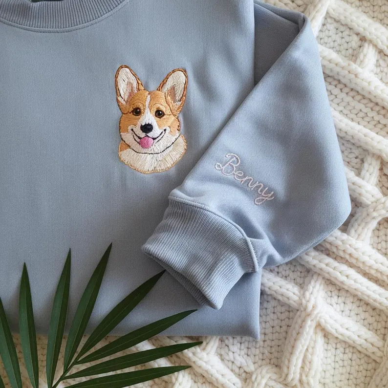 Custom Pet Portrait Embroidered Sweatshirt: Personalized Dog Memorial Gift | Etsy (US)