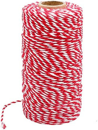 Red White Gift Twine String Holiday Twine 328 Feet Cotton Bakers Twine Crafts Christmas Twine Dur... | Amazon (US)