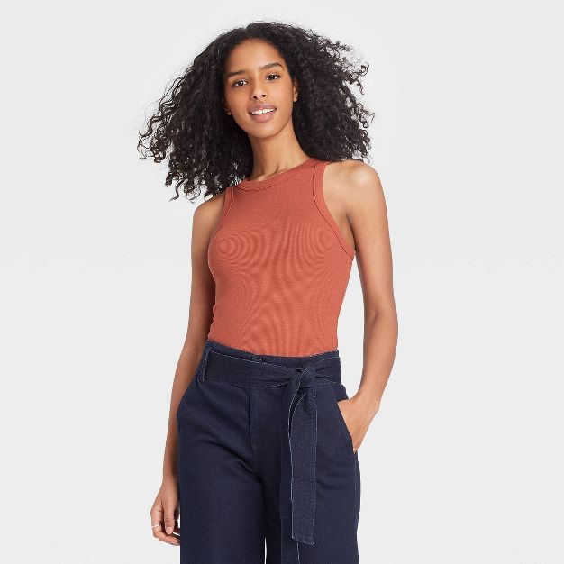 Women's Slim Fit Ribbed Tank Top - A New Day™ | Target