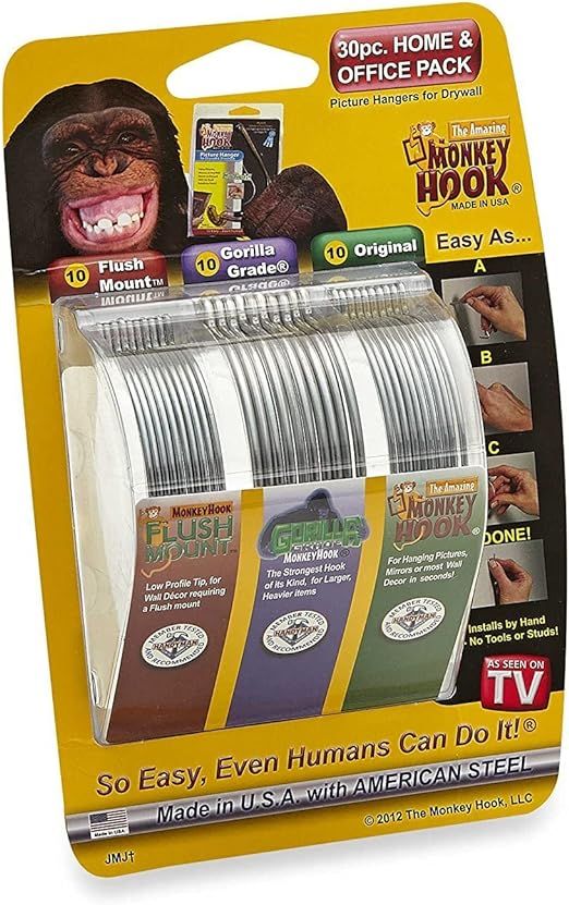 Monkey Hooks Picture Hangers Home and Office Pack, Gorilla Hook, Drywall Hooks for Hanging Pictur... | Amazon (US)