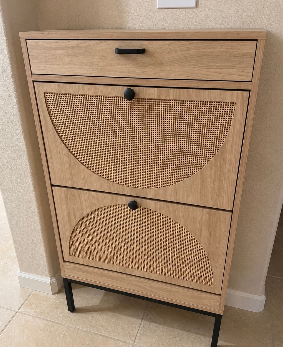 ✨ under $100 right now and on flash deal 👏

my popular shoe cabinet is SO good for entryways or closets because it’s less than 9” deep but still holds up to 12 pairs of shoes 🙌

✔ comes in 4 color options
✔ designer look for small spaces
✔ rattan detail doors
✔ hidden shoe storage
✔ compact + apartment friendly

love that it hides the mess while still looking cute and styled ✨

#LTKdayinmylife #LTKSaleAlert #LTKHome