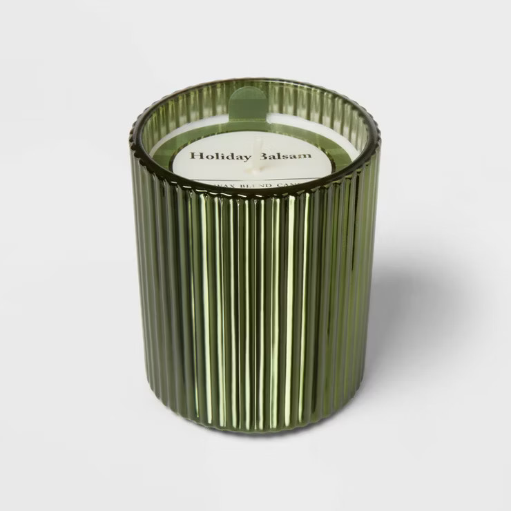 Clear Color Spray with Gold Rim Holiday Balsam Candle Green - Threshold™ | Target