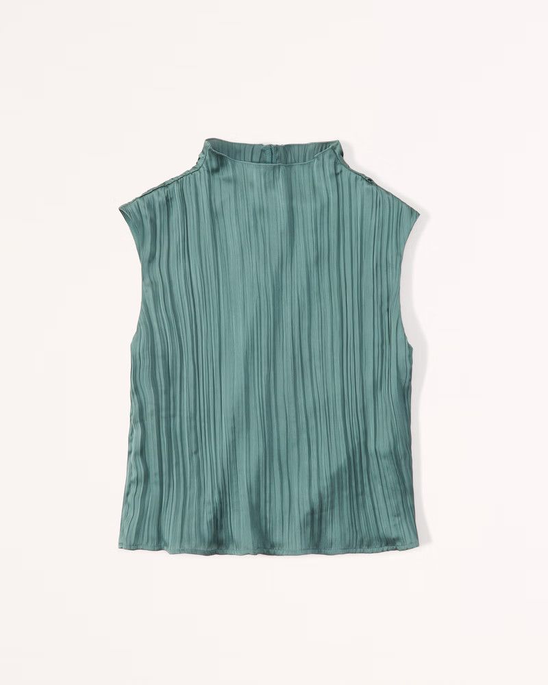 Textured Satin Mockneck Top | Green Top Tops | Abercrombie Tops | Spring Outfits 2023  | Abercrombie & Fitch (US)