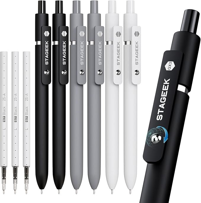Black Gel Pens, 6Pcs Fine Point Smooth Writing Pens with 3 Extra Refills, Black Ink Pens for Jour... | Amazon (US)