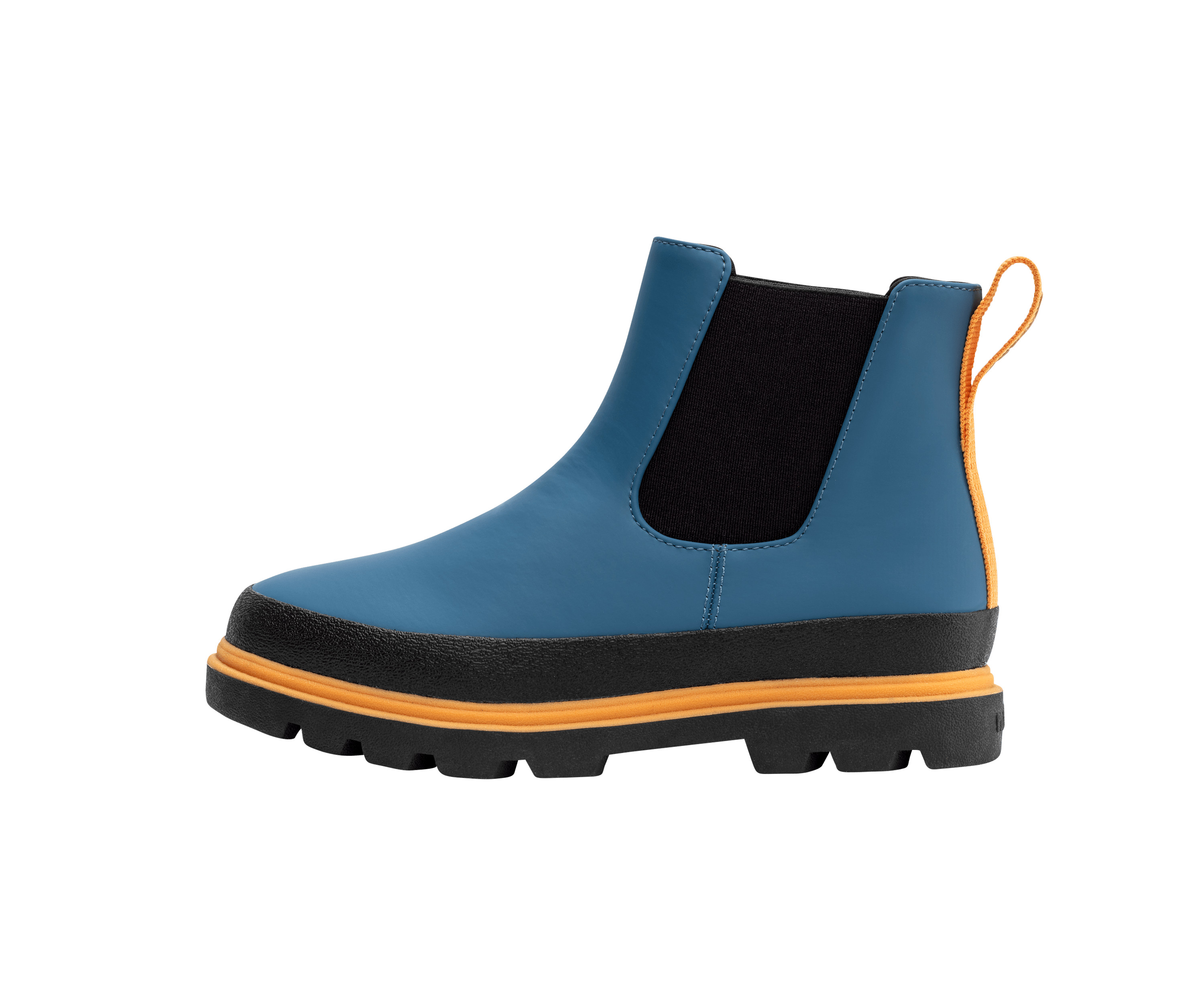 Native Shoes Kensington Chelsea Child Boots in Selvage Blue/Jiffy Black/Apricot Orange | Vegan | Native Shoes