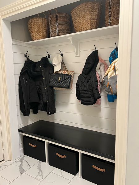 Our new mudroom organization! Love how functional this space turned out. Just got these shoe bins for below and it’s so easy to just throw in our shoes for quick clean up. And slide them out to clean. In the baskets up top I keep hats, gloves for each person. 

Mudroom. Home organization. Organization hacks. Shoe storage. Entry way organization. Home storage solutions. Shiplap wall. Matte tile. Mudroom ideas. 

#LTKhome