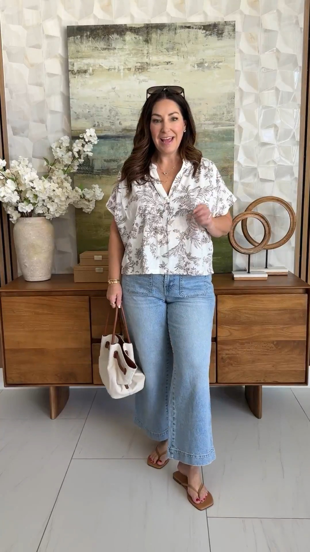 LOFT Early Summer Transition Casual Outfit with Floral Crop Button Up Top and Palmer Patch Pocket Wide Leg Crop Jeans | Top tts, L and Jeans tts, 12/31 

 

#LTKSeasonal #LTKOver40 #LTKMidsize