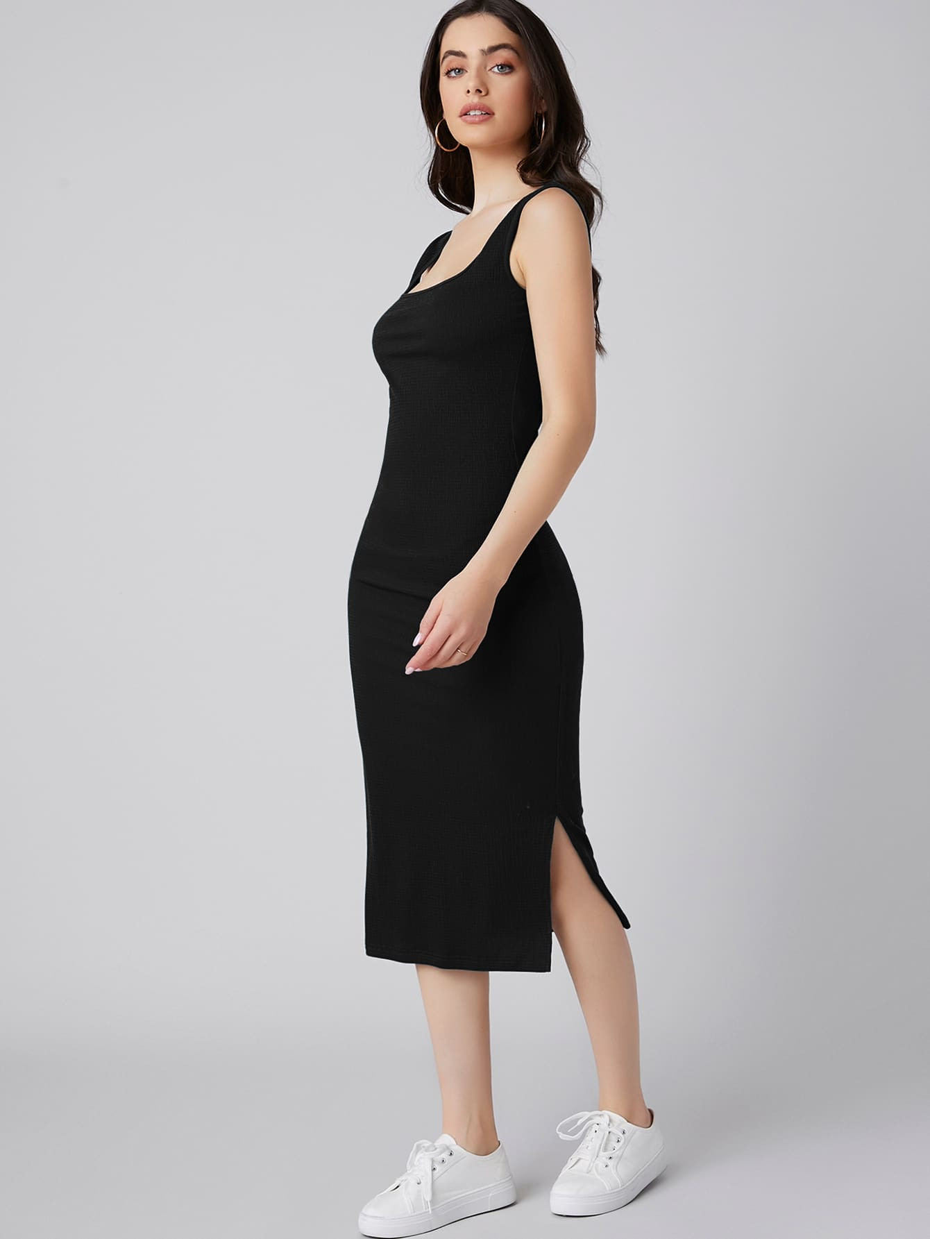 SHEIN Square Neck Split Side Dress | SHEIN