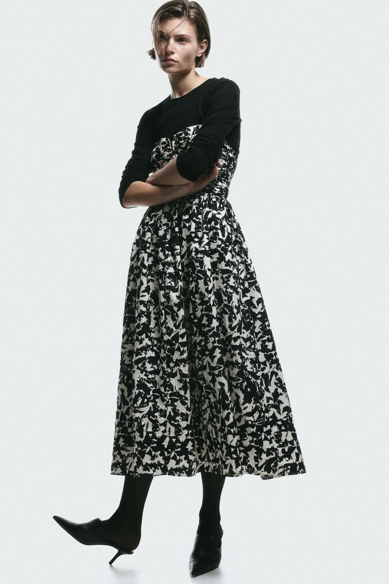Patterned Bandeau Dress - Black/patterned - Ladies | H&M US | H&M (US + CA)