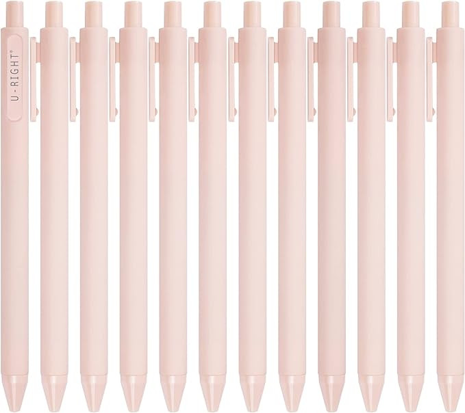 12 Pcs Gel Ink Pens Black Ink 0.5 mm Fine Point Smooth Writing Cute Pens for Office School (Pale ... | Amazon (US)