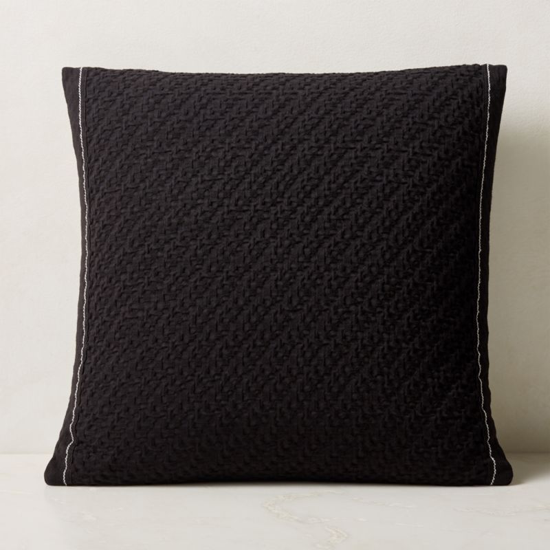 Evora Black Modern Throw Pillow with Down-Alternative Insert 23'' | CB2 | CB2