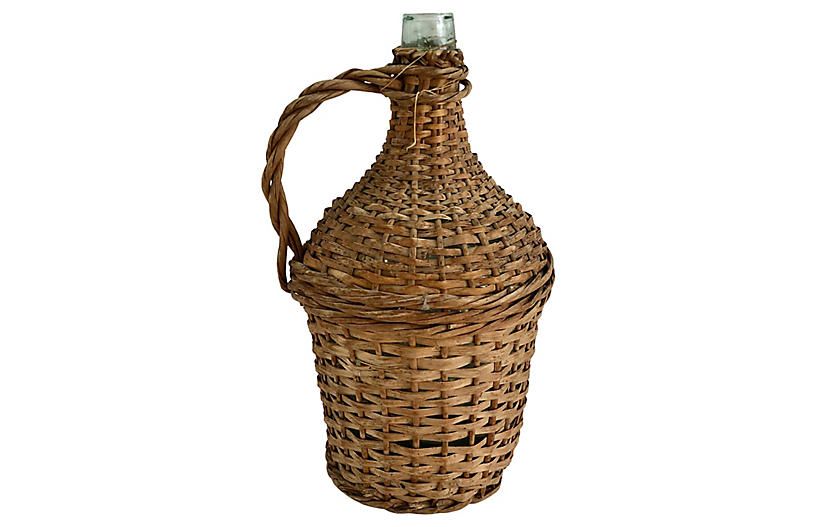 French Wicker Wrapped Demijohn - Ballyhoo - brown | One Kings Lane