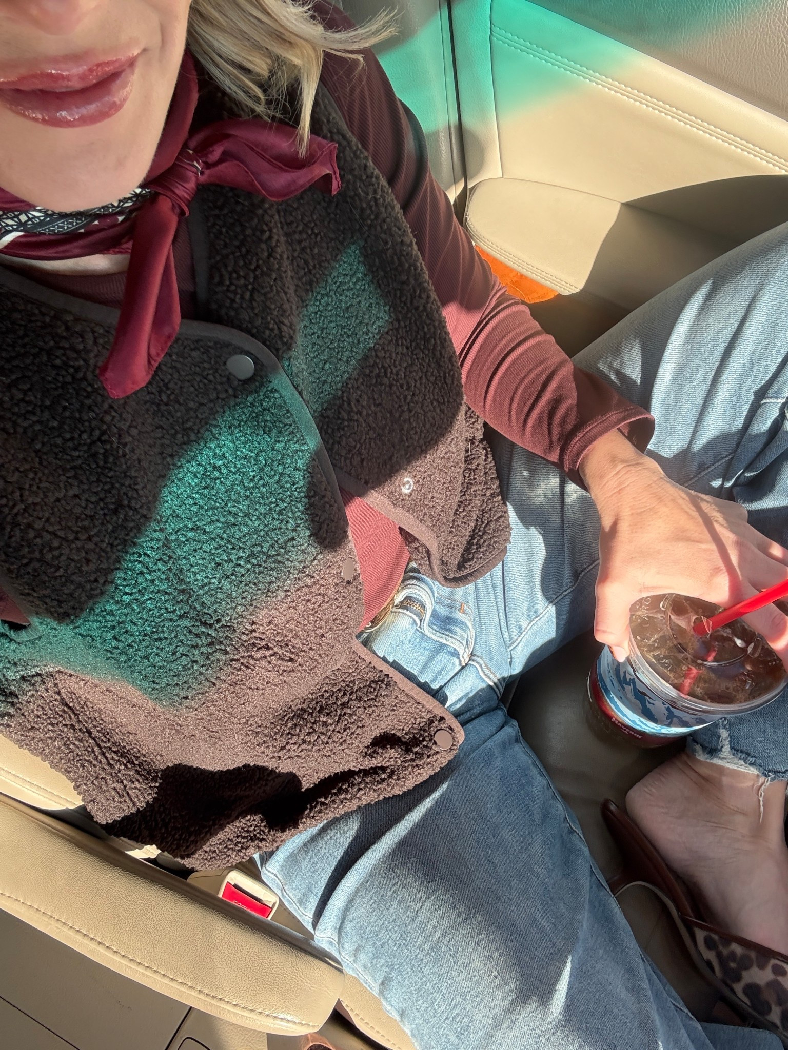 Running errands outfit
Burgundy and brown 
Scarf styling

#LTKOver40 #LTKmomlife #LTKStyleTip