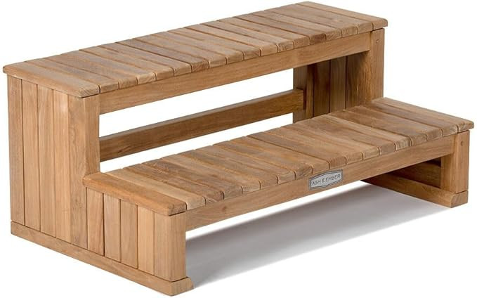 Ash & Ember Grade A Teak Hot Tub Steps, 2-Tier Spa Steps, All-Weather Hot Tub Stairs, Steps for H... | Amazon (US)