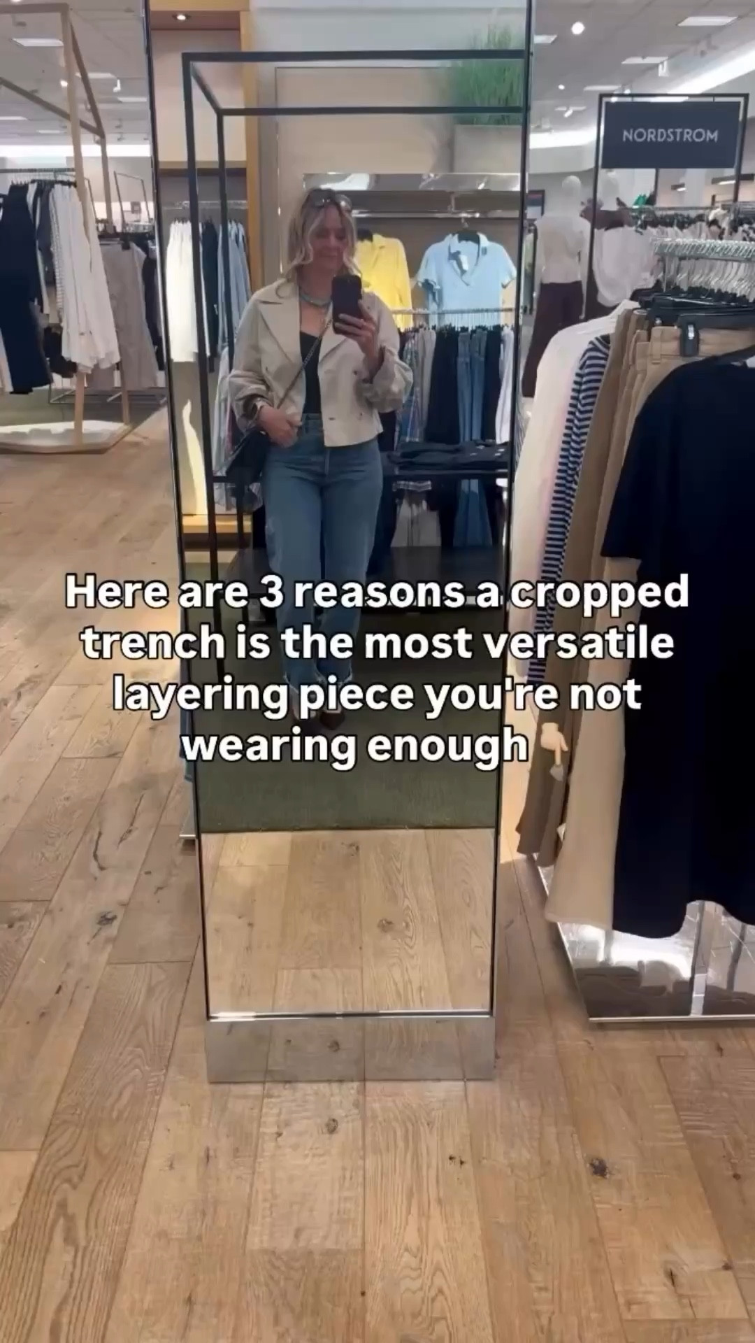 Here are 3 reasons a cropped trench is the most versatile layering piece you’re not wearing enough 👇

📍It works over everything without adding bulk. Unlike a blazer or oversized jacket, a cropped trench sits at just the right length to layer over a bodysuit, tee, or blouse without overwhelming your frame or hiding your waist.

📍It instantly elevates basics. Jeans and a bodysuit are as simple as it gets — but throw a cropped trench on top and the whole outfit looks intentional and put together. It’s the easiest way to make a casual outfit feel polished.

📍It transitions effortlessly across seasons. Light enough for spring and fall, structured enough to layer in winter, and perfect for over-air-conditioned summers. It’s genuinely a year-round piece.

OOTD while pulling for a client appointment ✨ Cropped trench + black bodysuit + straight leg denim + black kitten heel mules + turquoise and gold jewelry. All from my own closet — linked the closest versions I could find so you can shop the look. Everything shoppable below! 👇

Comment SHOP below to receive a DM with the link to this post on our LTK ⬇ https://liketk.it/668se #ltkootd #ltkover40 #ltkdayinmylife