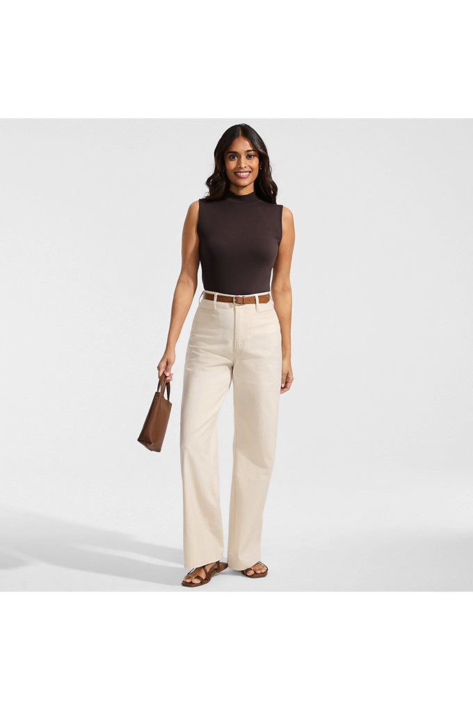 Women's Sleeveless Polished Essentials Mock Neck Top - Lands' End - Brown - S | Lands' End (US)